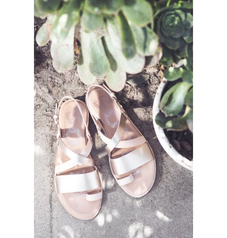 Sorel Dam Sandaler Beige/Brun - Ella™ Criss Cross Flat - JRN-138760